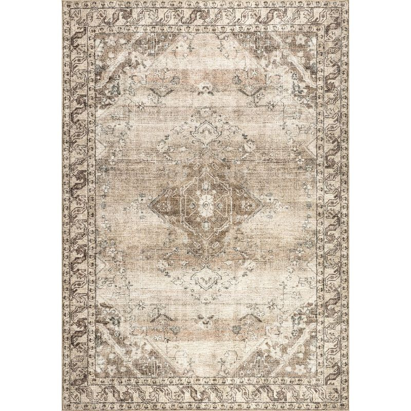 Nuloom Hillstone Collection Ahmeira Traditional Vintage Medallion Area Rug, 7' 10" x 10', Beige
