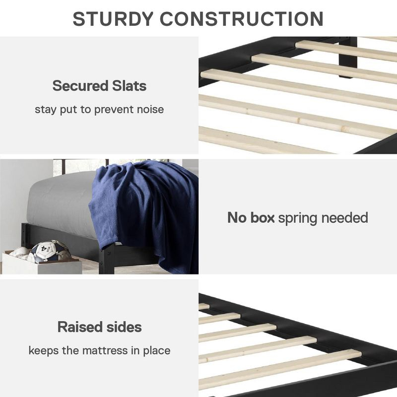 DHP Braylon Twin Size Wooden Bed Frame, Black