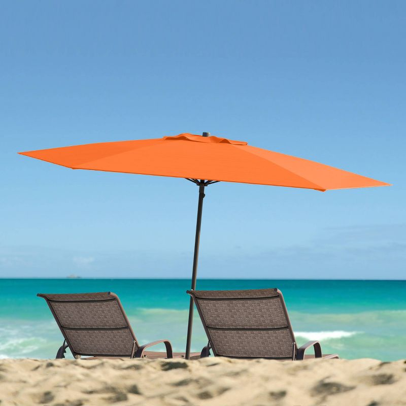 7.5' x 7.5' UV and Wind Resistant Beach/Patio Umbrella Orange - CorLiving: Steel Frame, Polyester Canopy, Includes Carrying Bag