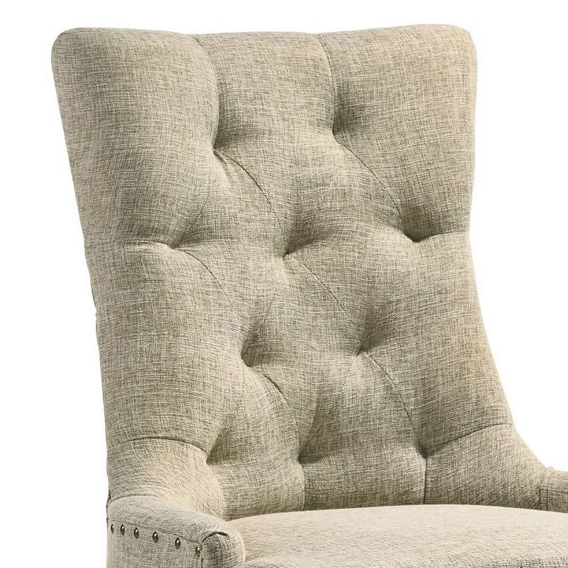 22" Yotam Accent Chair Beige Fabric/Salvaged Oak Finish - Acme Furniture