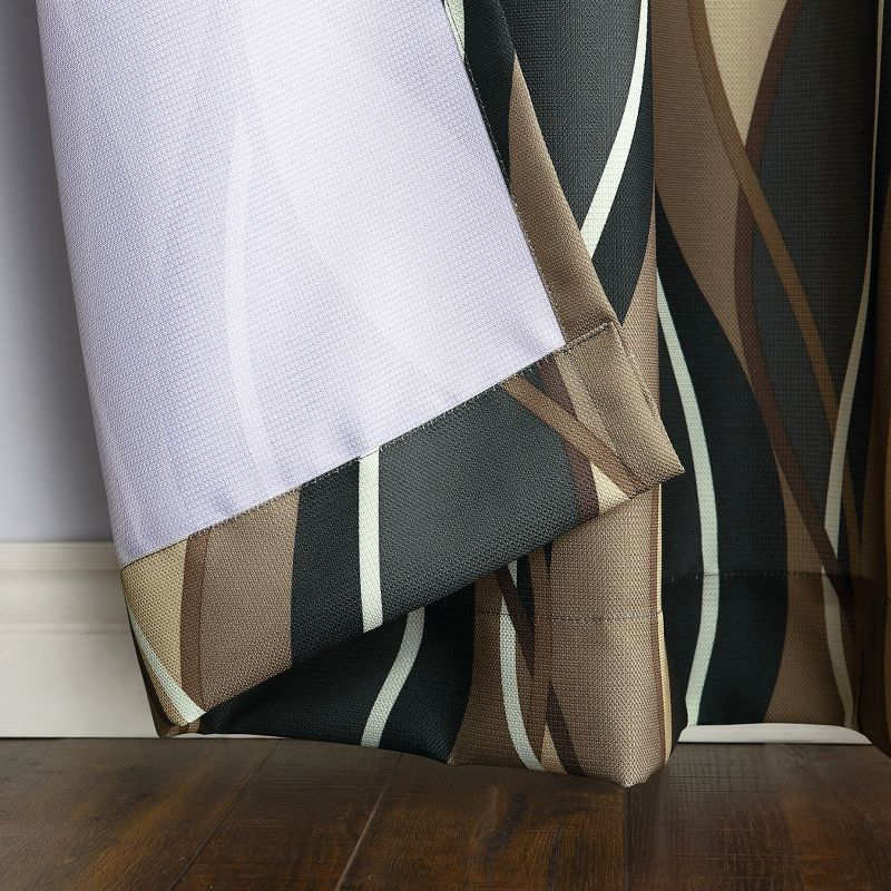 48"x95" No. 918 Semi-Sheer Intersect Ogee Wave Print Grommet Curtain Panel Charcoal Gray: Modern Light Filtering Curtain Panels
