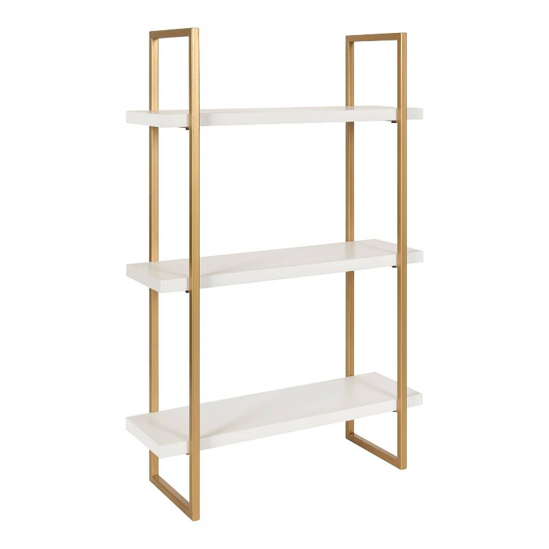 20" x 30" Leigh Wood and Metal Wall Shelf White/Gold - Kate & Laurel All Things Decor