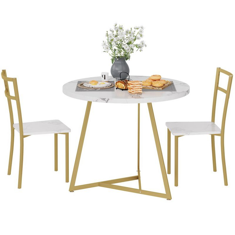 Dining Table Set for 2, Kitchen Table & Chair Sets for 2, Round Kitchen Table for Small Space, Apartment, Breakfast Nook