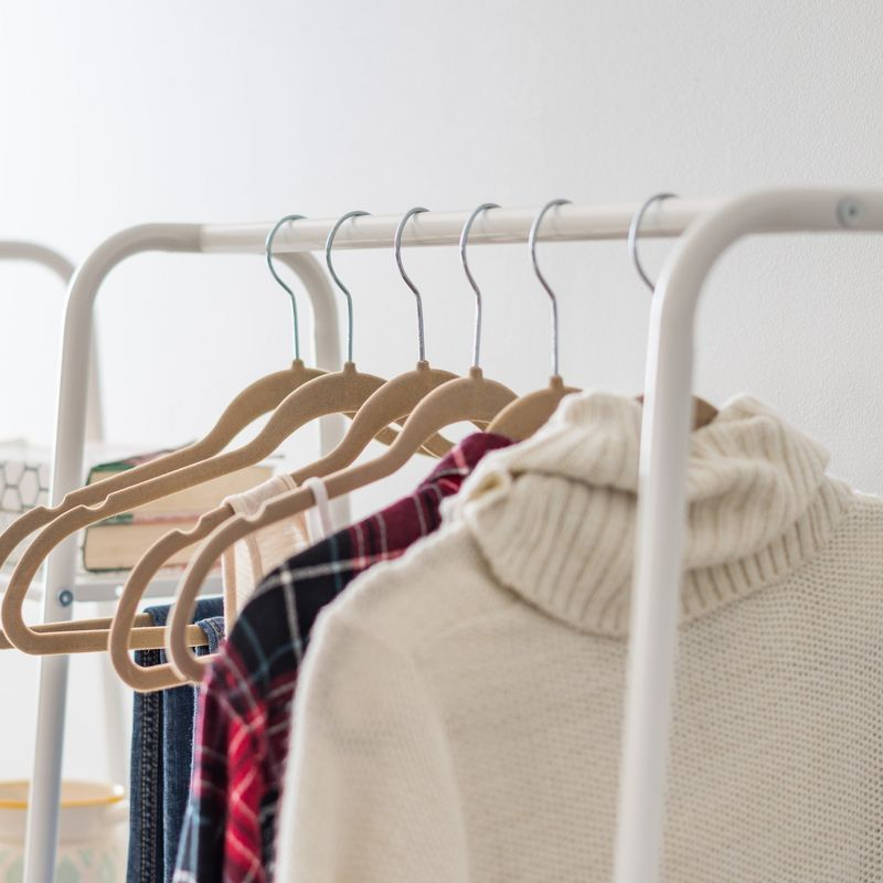 IRIS USA Clothes Rack with 4 Metal Shelves, Freestanding for Hanging Clothes, White