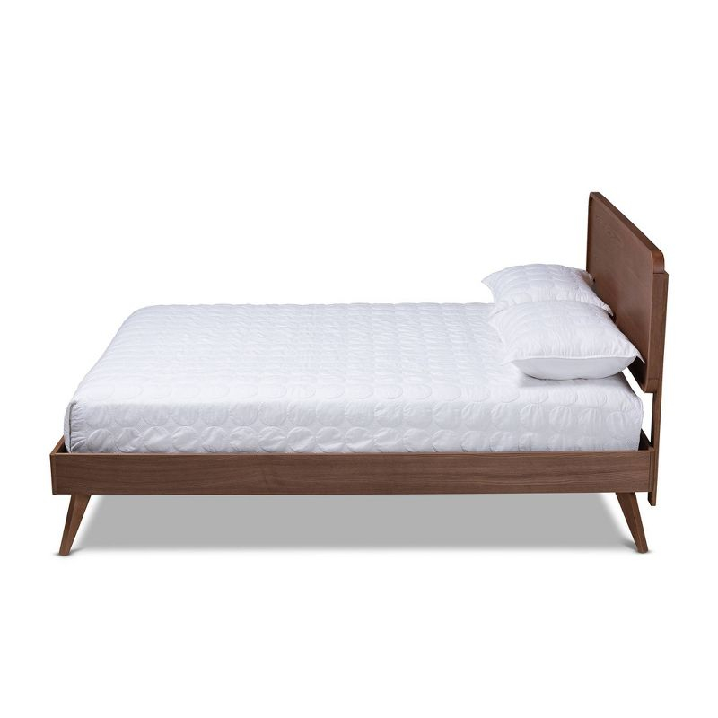 Queen Demeter Ash Walnut Finished Wood Platform Bed Brown - Baxton Studio: Mid-Century Modern Design, Rubberwood Frame, No Box Spring Needed