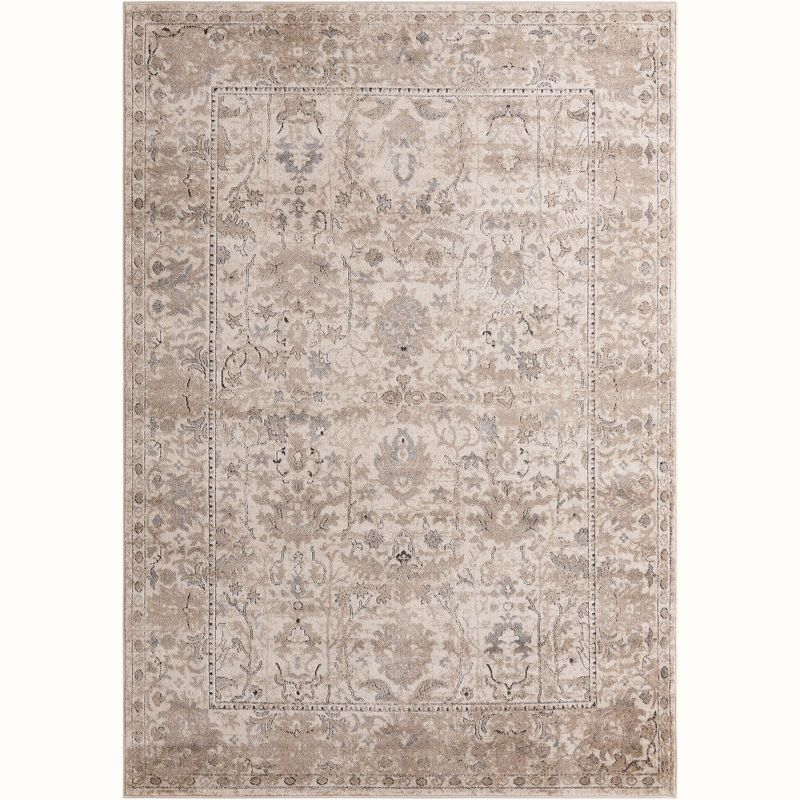 Unique Loom Portland Collection Area Rug - Central (7' 1" x 10' Rectangle Ivory/Gray)