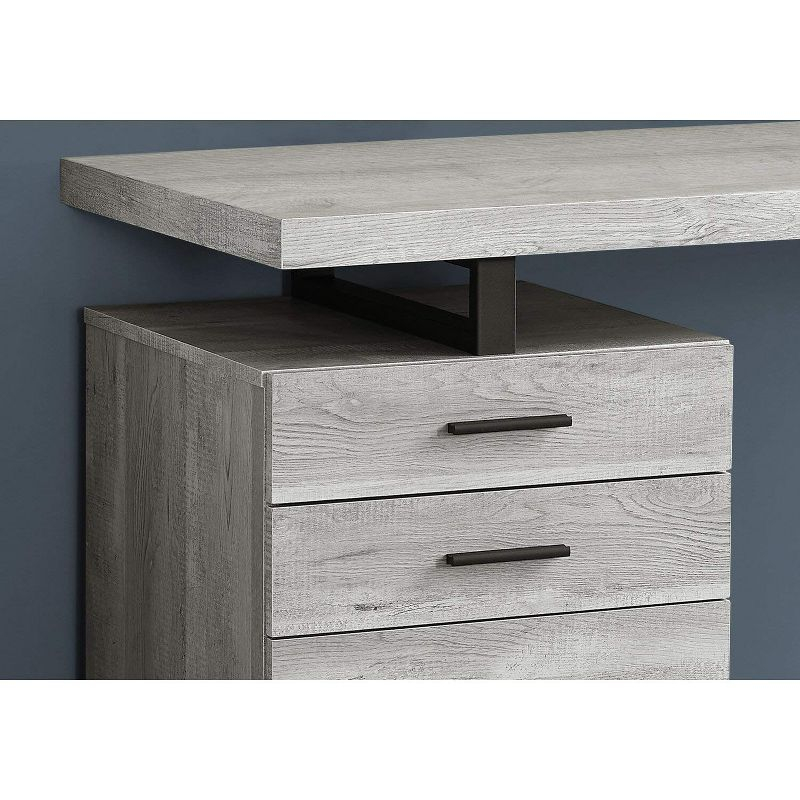 Monarch Specialties Computer Desk Home Office Laptop Left Right Set-Up Storage Drawers 48InchL Work Metal Laminate Grey Black Contemporary Modern