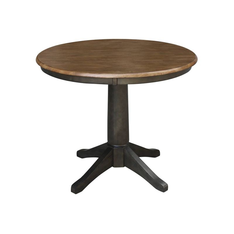 29" Dining Height Madeline Round Top Pedestal Table Hickory Brown - International Concepts: Solid Wood, Kitchen, Non-Extension