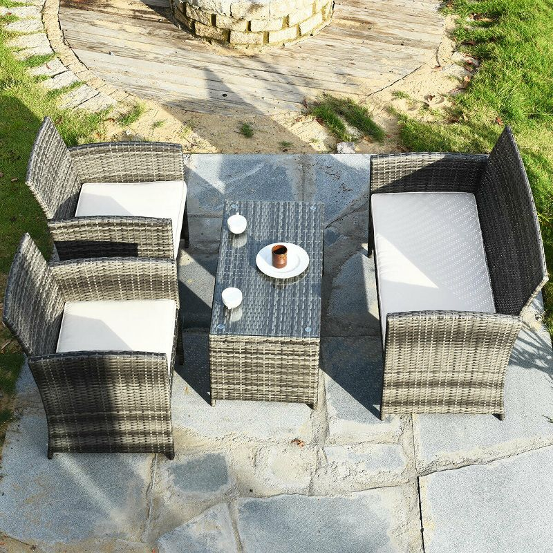 Costway 4PCS Rattan Patio Furniture Set Garden  Sofa Cushioned Seat Mix Gray Wicker