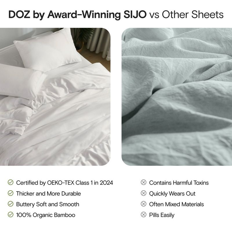 DOZ Bamboo Viscose Sheet Set, Organically Grown Bamboo, Buttery Soft, Cooling, High GSM, Deep Pockets Teal Queen