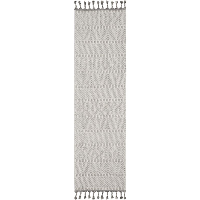 Nourison Elwood Contemporary Indoor Tassel Fringe Area Rug Grey/Ivory 2'2" x 8'2"