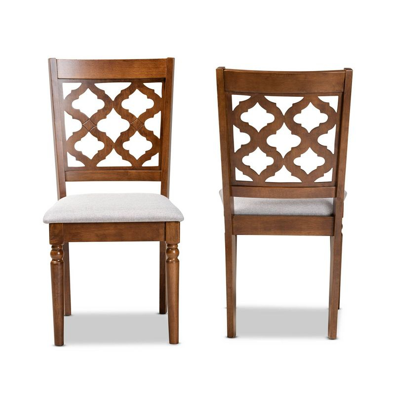 2pc Ramiro Fabric and Wood Dining Chairs Set Gray/Brown - Baxton Studio