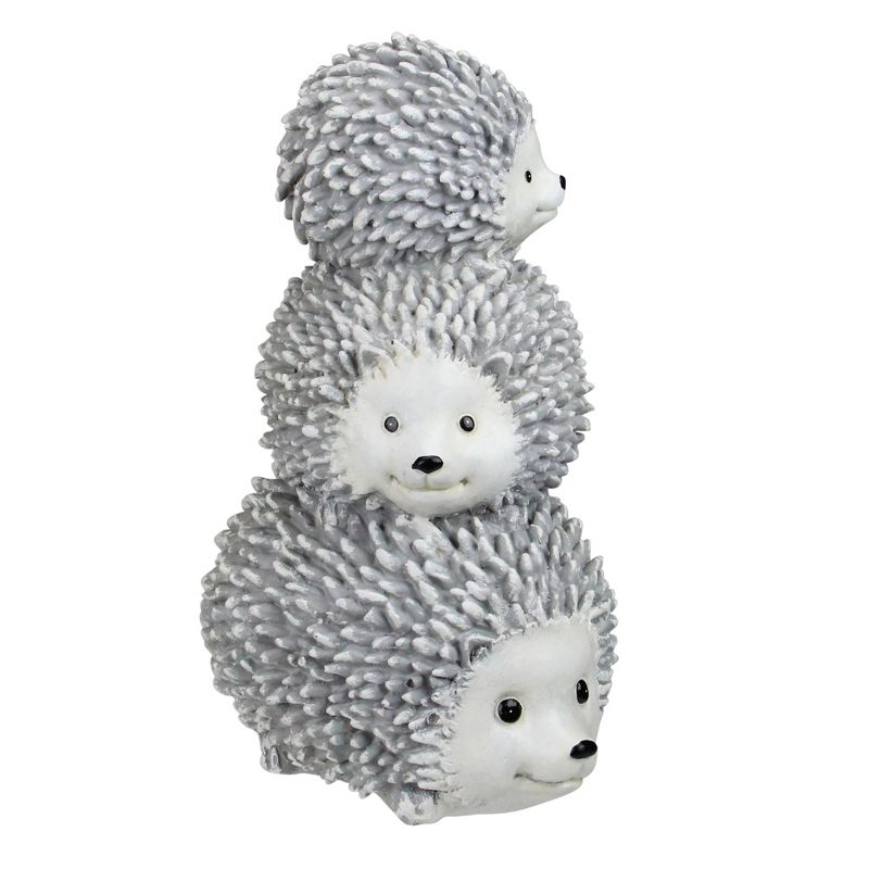 Roman 10.25" Gray and White Outdoor Stacked Hedgehogs Garden Statue