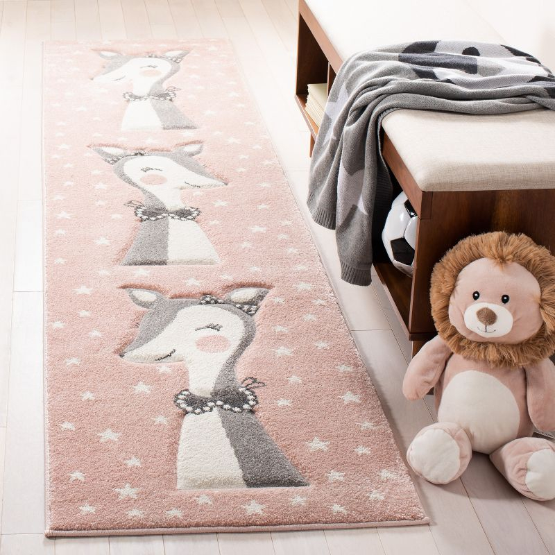 Carousel Kids CRK191 Power Loomed Runner Rug - Pink/Ivory - 2'3"x6' - Safavieh.