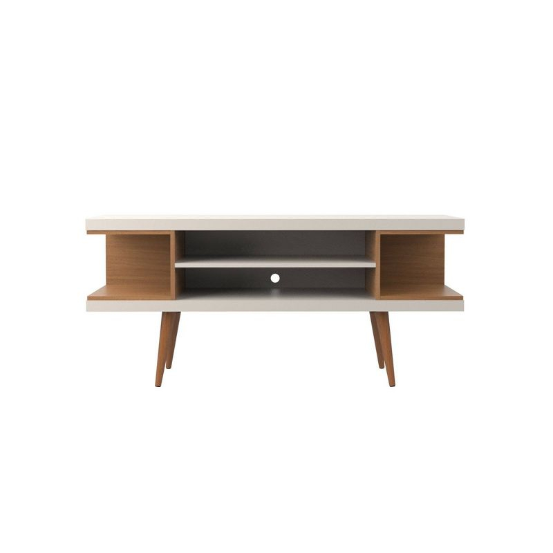 Manhattan Comfort Utopia Splayed Wooden Legs and 4 Shelves TV Stand for TVs up to 50" Maple Cream/Off-White - Manhattan Comfort