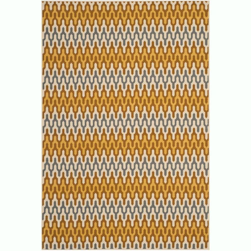 Hampton HAM518 Indoor/Outdoor Machine Made Area Rug - 8'x11' - Camel/Brown - Safavieh