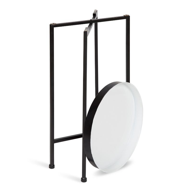 Kate and Laurel Celia Round Metal Tea Table, 14x14x25.75, Black and White