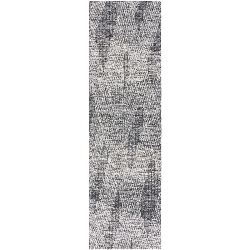 Abstract ABT360 Handmade Tufted Runner Rug - Ivory/Charcoal - 2'-3" X 8' - Safavieh