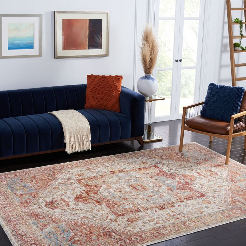 Valencia VAL568 Power Loomed Area Rug - Ivory/Rust - 4'x6'2" - Safavieh.