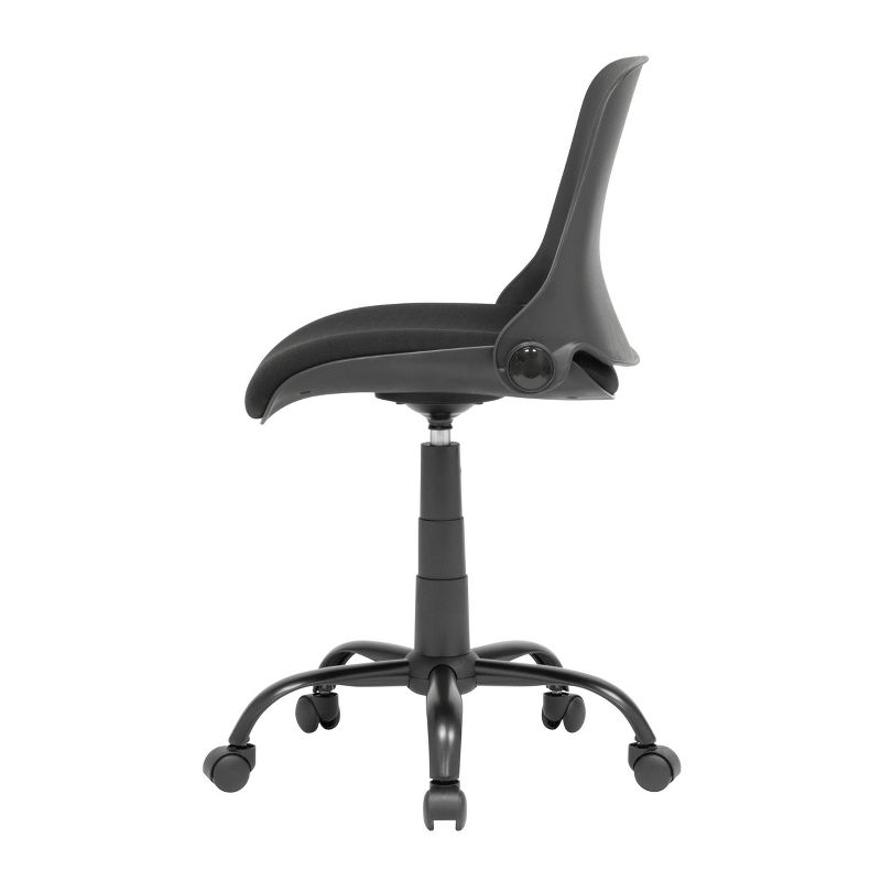 Folding Back Task Chair Black - studio designs: Swivel, Adjustable, Armless