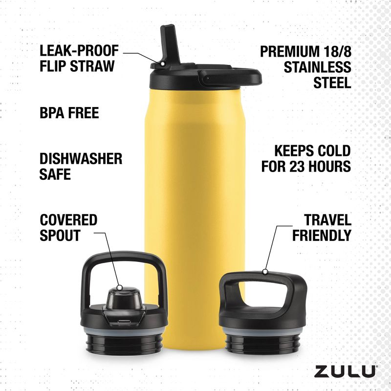 Zulu Base 32oz Stainless Steel Water Bottle - Yellow