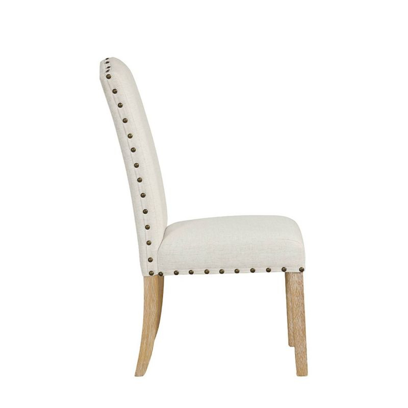 HomePop Set of 2 Curved Top Parson Dining Chairs Cream: Nailhead Trim, Upholstered, Plywood Frame