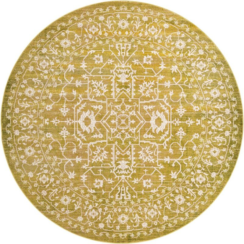Unique Loom New Classical Collection Area Rug - Olympia (8'  Round Light Green/Ivory)