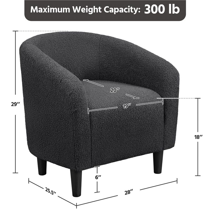 Yaheetech Upholstered Armchair Accent Barrel Chair, Dark Gray
