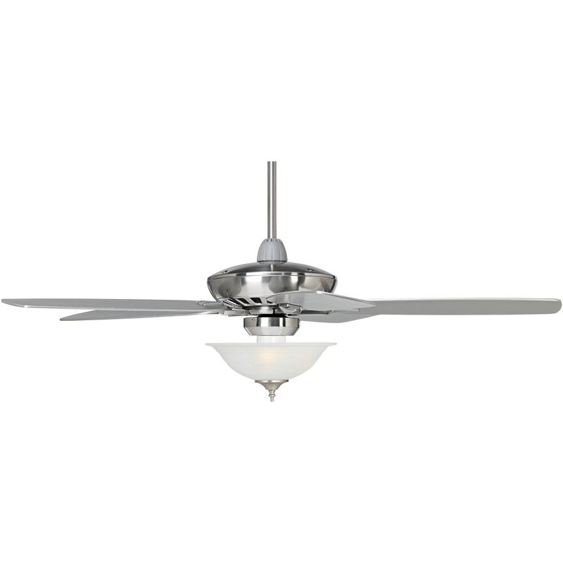 52" Casa Vieja Modern Indoor Ceiling Fan with Light LED Dimmable Remote Brushed Nickel Alabaster Glass Living Room Kitchen Bedroom