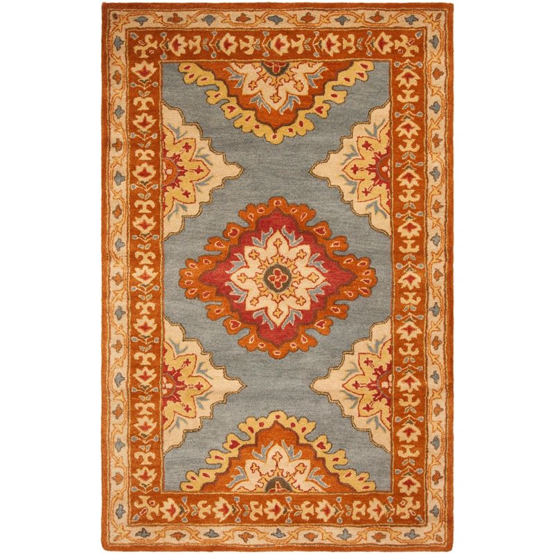 Heritage HG408 Handmade Area Rug - 5'x8' - Blue/Rust - Safavieh