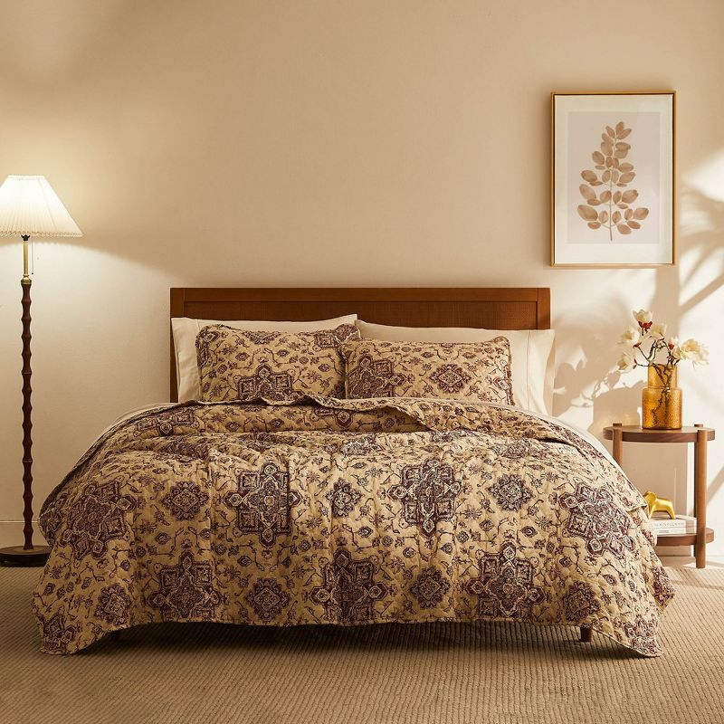 Southshore Fine Living Oversized Persia Lightweight 3-Piece Quilt Set Eggplant Full / Queen