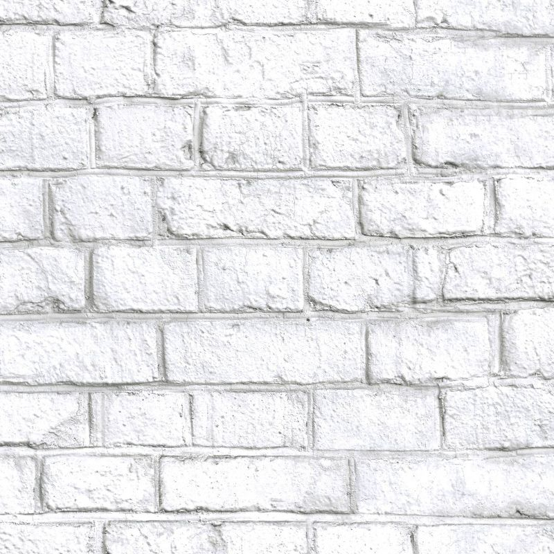 RoomMates White Brick White Peel and Stick Wallpaper: Vinyl Self-Adhesive, Industrial Style, Classic Brick Pattern