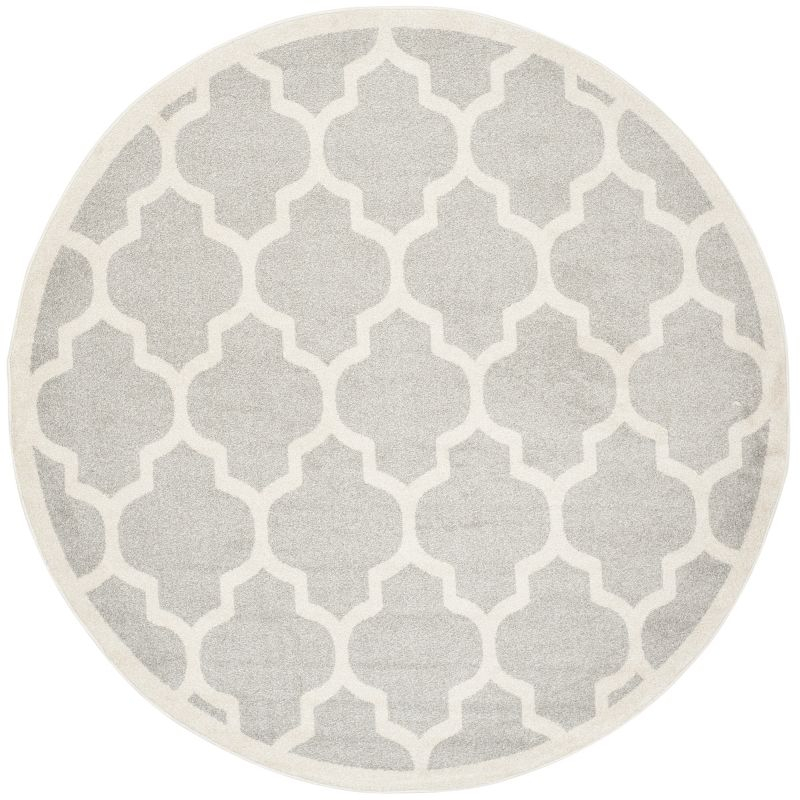 Amherst AMT420 Power Loomed Indoor Area Rug - Light Grey/Beige - 5' Round - Safavieh
