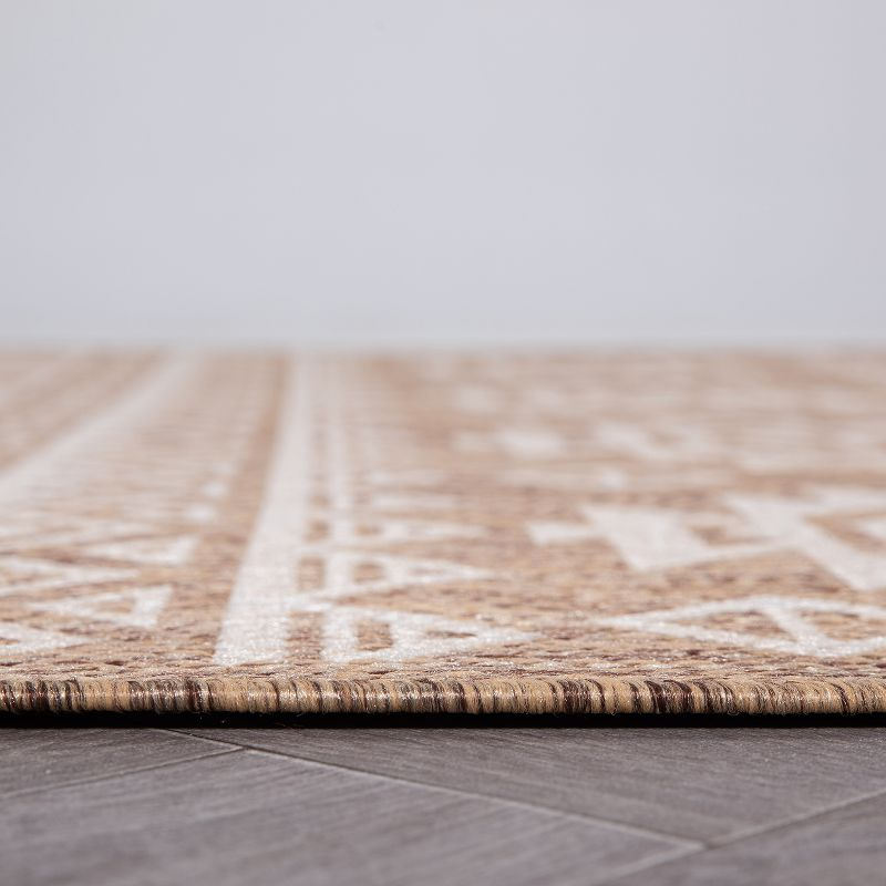 World Rug Gallery Distressed Geometric Bohemian Textured Flat Weave Indoor/Outdoor Area Rug - BROWN 5' X 7'