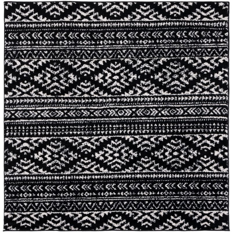 Tulum TUL272 Power Loomed Area Rug - Black/Ivory - 5'x5' - Safavieh.
