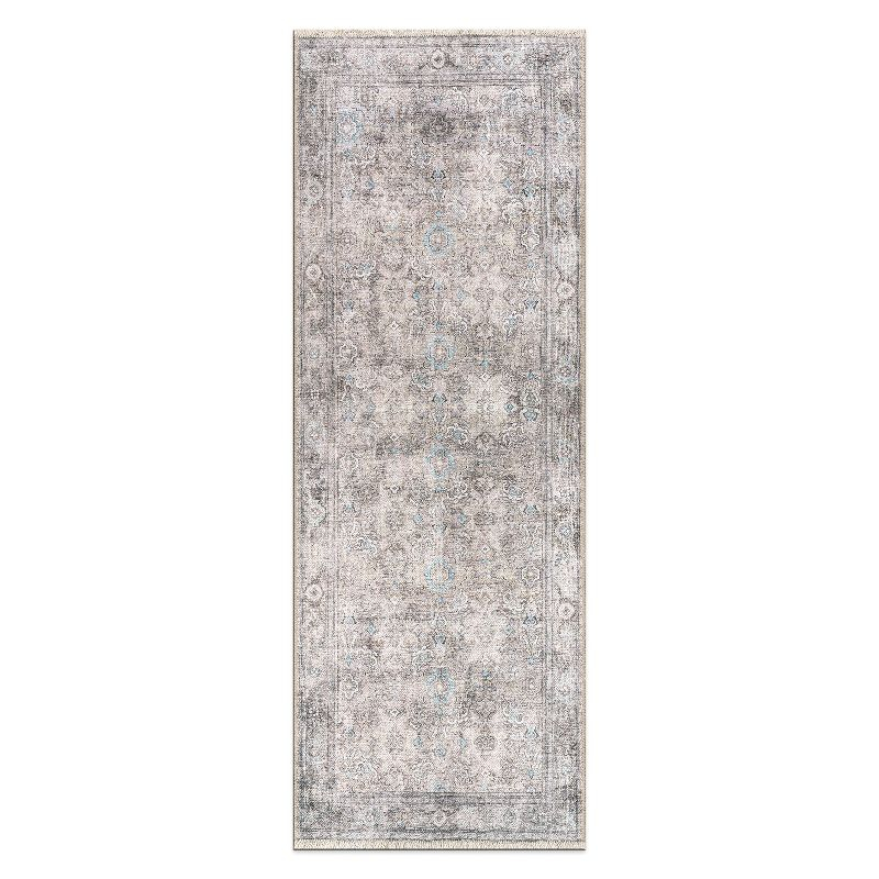 World Rug Gallery Transitional Distressed Vintage Machine Washable Area Rug- OLIVE 2'6"x7'