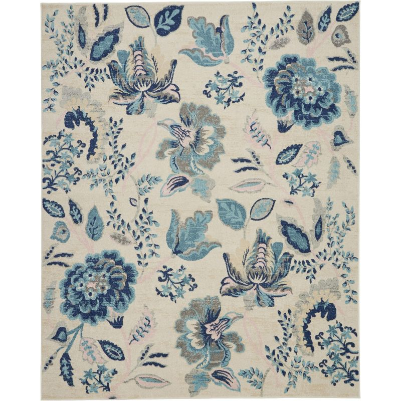 Nourison Tranquil 8' X 10' Ivory/Light Blue Area Rug French Country Eclectic Floral by Nourison