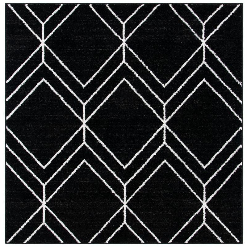 Adirondack ADR241 Machine Made Indoor Area Rug - Black/Ivory - 4'x4' - Safavieh