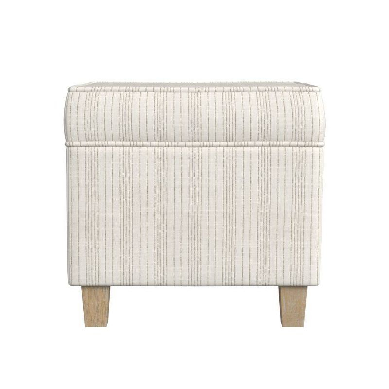 Cole Classics Square Storage Ottoman with Lift Off Top Cream/Marigold Pinstripe - HomePop: Upholstered Bench, Hardwood Frame