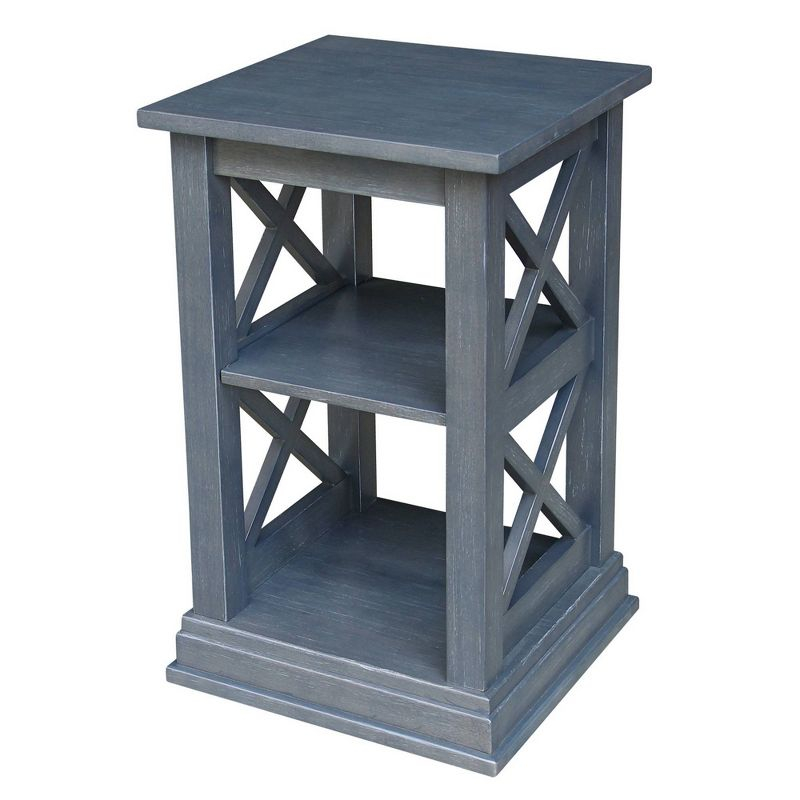 Hampton Accent Table with Shelves Heather Gray/Antique Washed - International Concepts: Solid Wood, Fixed Shelf Storage