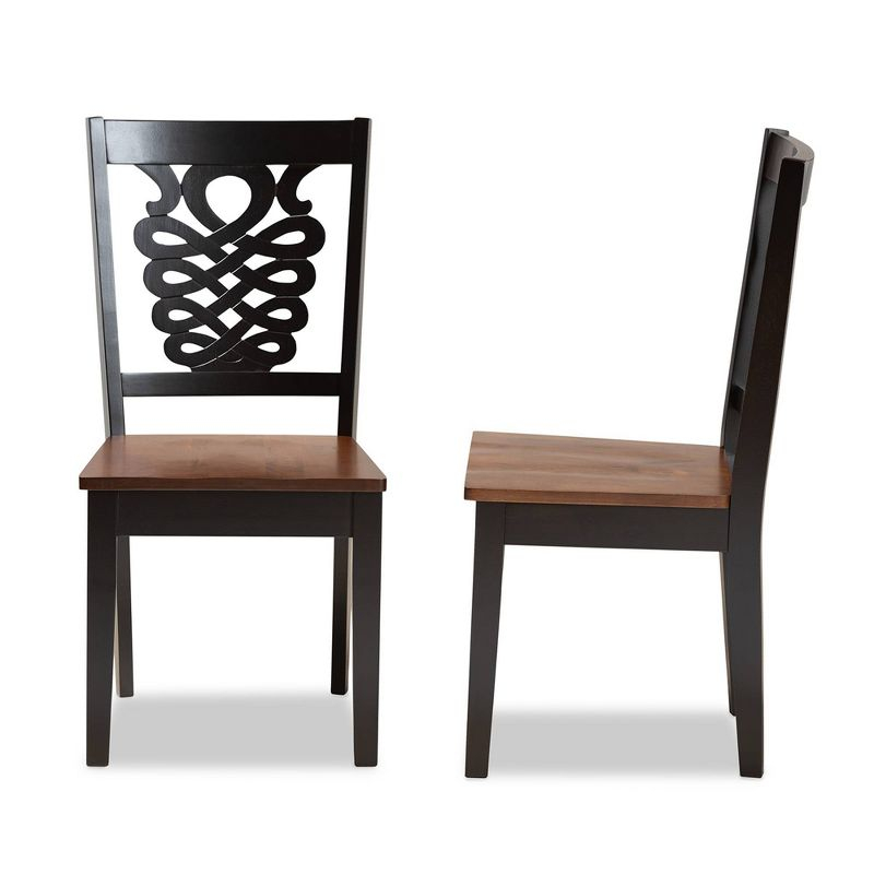 2pc Wood Gervais Two-Tone Dining Chair Set Dark Brown - Baxton Studio