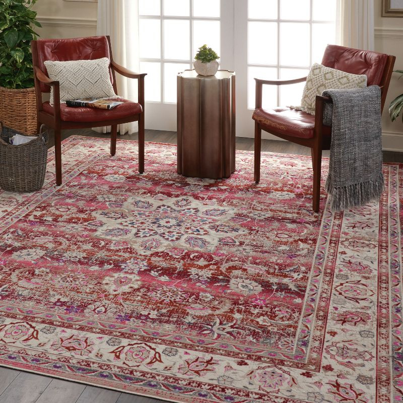 Nourison Vintage Kashan VKA01 Burgundy/Ivory/Blue Indoor Area Rug - 7'10 x 9'10