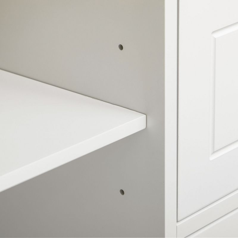 HOMCOM Buffet Cabinet with 3 Storage Drawers and Adjustable Shelves, 2 Door Sideboard with Rubber Wood Top, Coffee Bar for Living Room, White