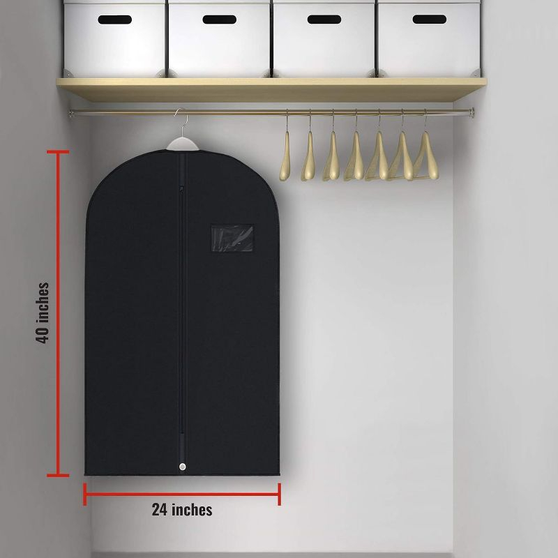 PLX 40" Black Garment Bags Suit Bag for Travel & Clothing Storage of Dresses, Shirts, Fur Coats, Jackets & Costumes - Hanging Closet Garment Protector