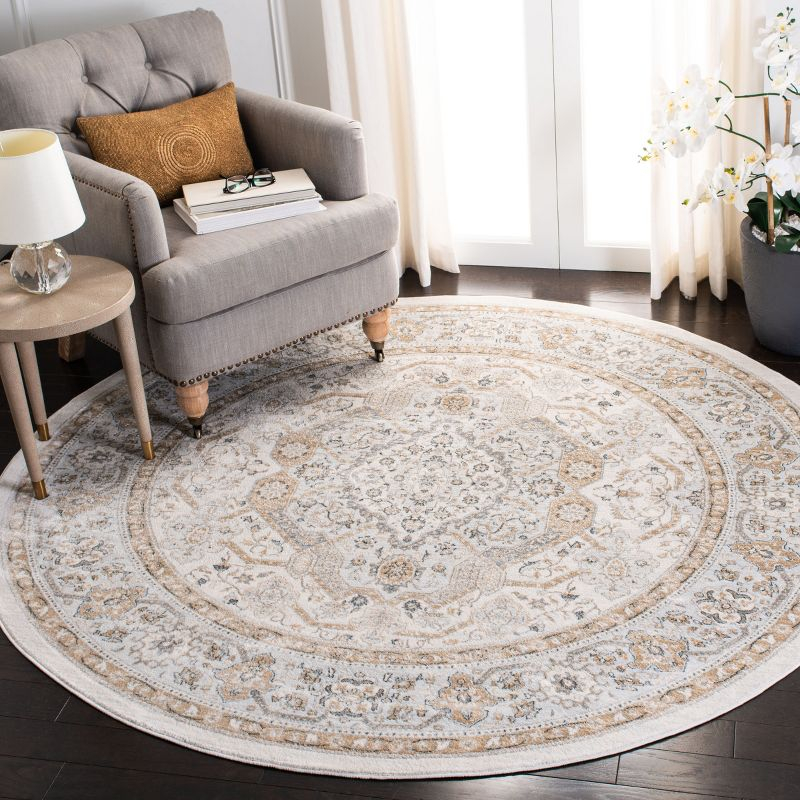 Isabella ISA916 Power Loomed Area Rug - Cream/Beige - 8' Round - Safavieh