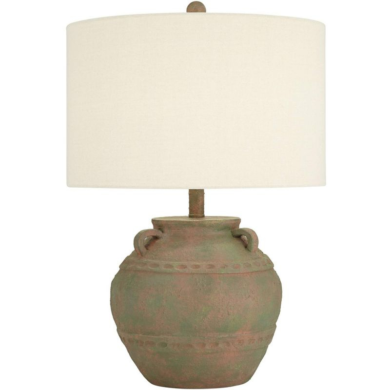 360 Lighting Eliza 25 1/2" High Jar Rustic Traditional Table Lamp Musk Green Finish Single Cream Shade Living Room Bedroom Bedside Nightstand House