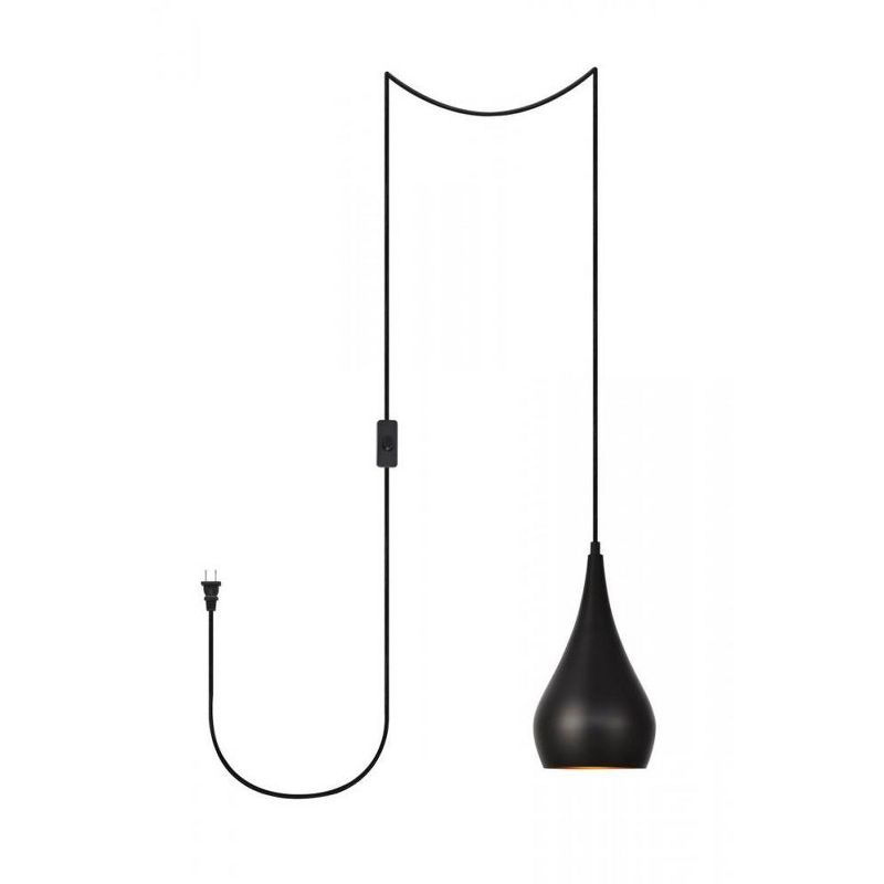Elegant Lighting Nora 1 Light Black plug-in pendant