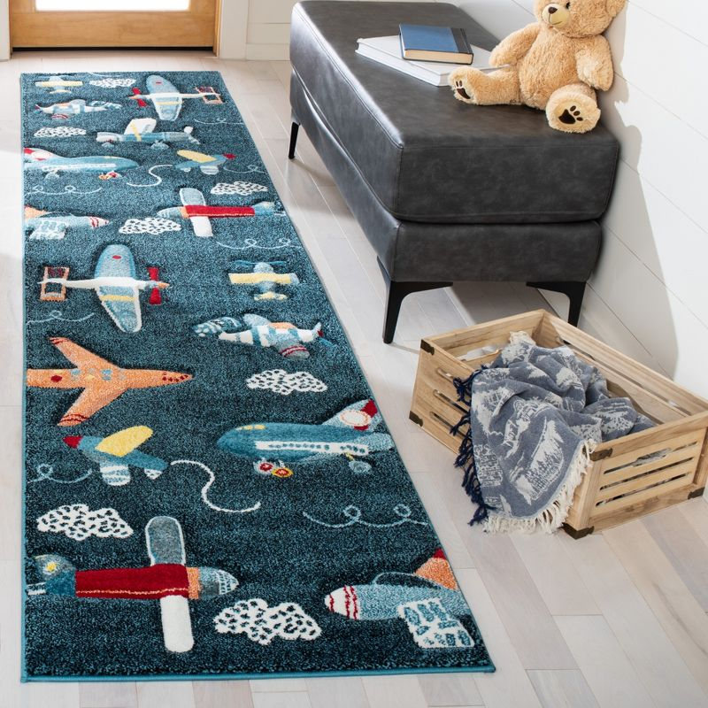 Carousel Kids  CRK167 Loomed Indoor Runner Rug - Navy/Ivory - 2'3"x6' - Safavieh