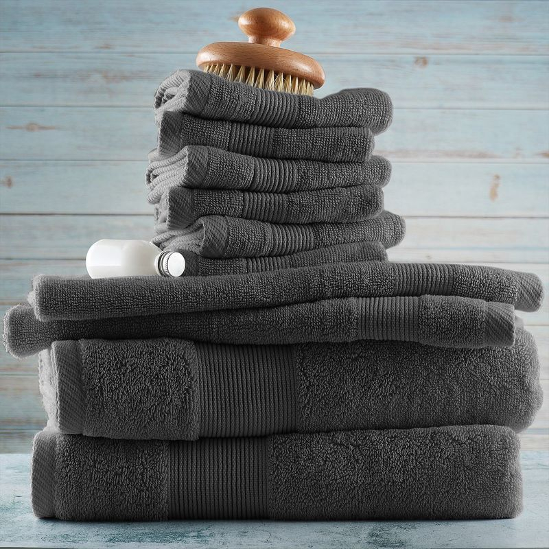 Hearth & Harbor Bath Towels, 10 Piece Highly Absorbent Towel Set - Gray