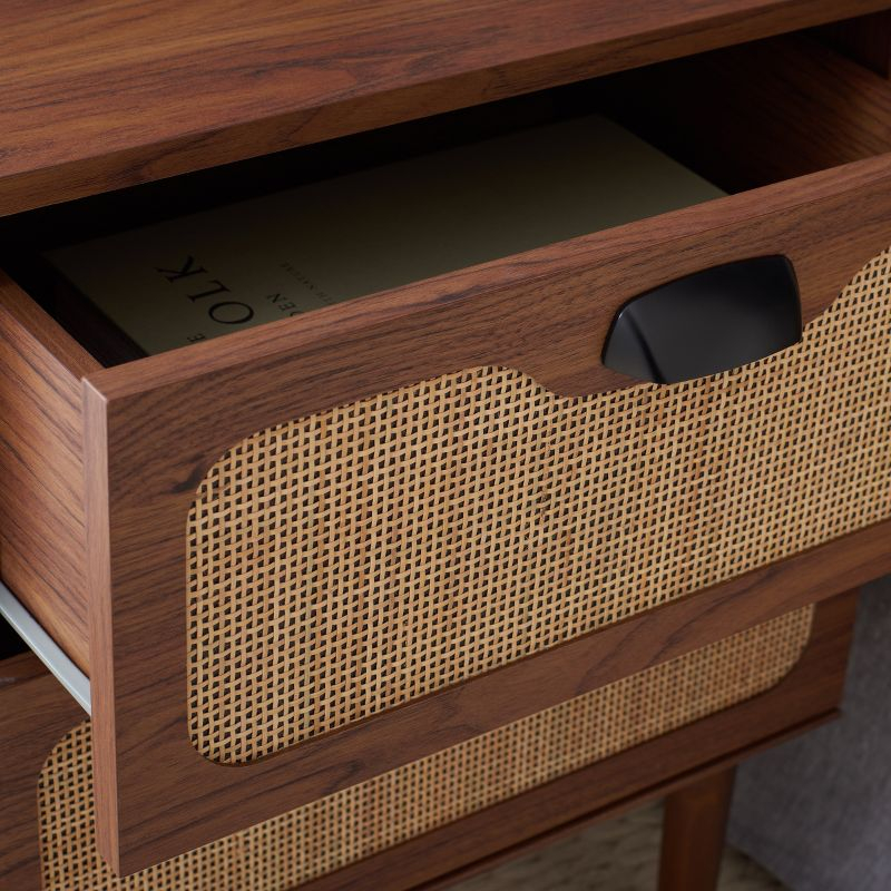 Irelia 2 Drawer Nightstand - Walnut/Natural - Safavieh